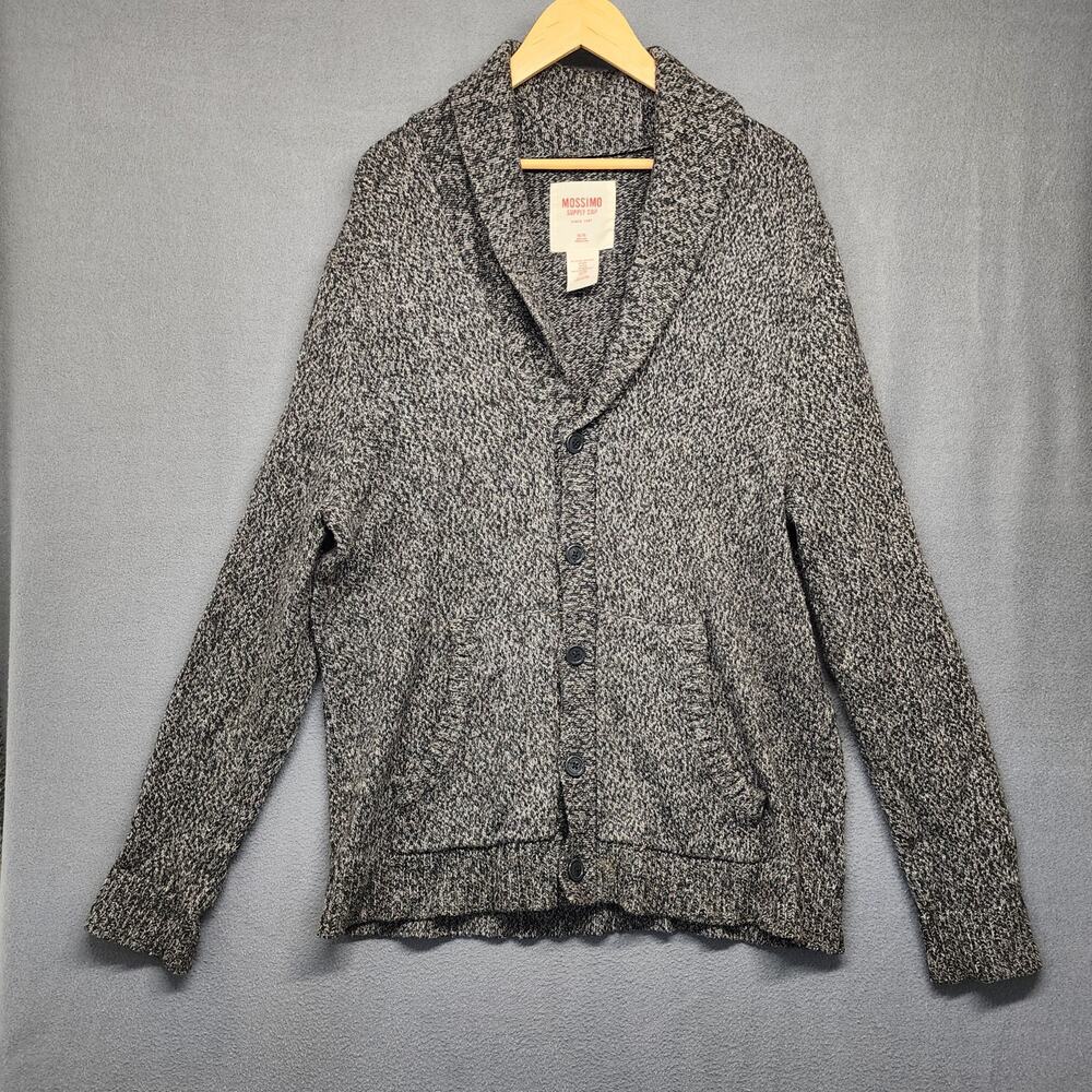 Mossimo Supply Co Sweater Mens XL Grey Black Wool Blend Shawl Collar Cardigan